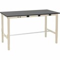 Global Industrial Lab Workbench w/ Phenolic Resin Top & Power Apron, 60inW x 36inD, Tan 237384LLBTN